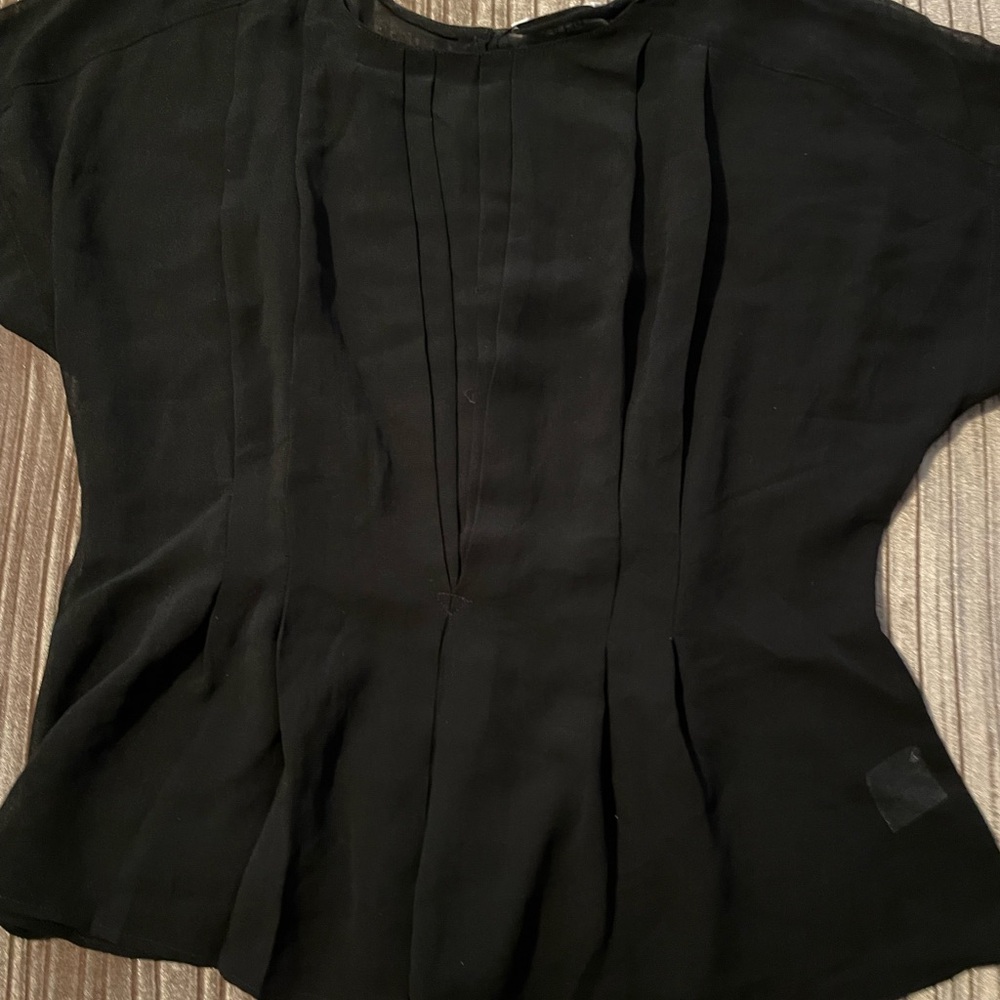 Olive and Oak Sheer Black Women's Blouse with button back detail